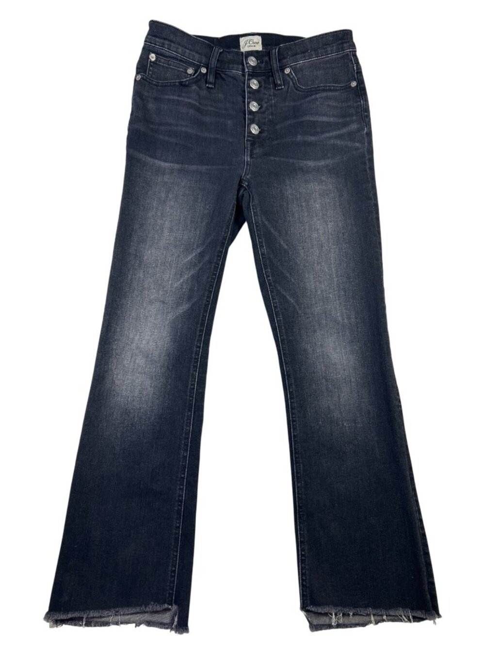 J.Crew Denim Billie Demi Boot Crop Jeans Women's 26 High Rise Button Fly Raw Hem